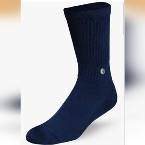 NWT Boy's ethika Navy Ribbed Crew Sock with Logo